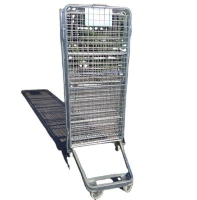 China And Stackable 4 Sided Collapsible Foldable Cage Trolley Collapsible Cage Roll Cage Container Supermarket Safety Stackable Rolling Pallet for sale