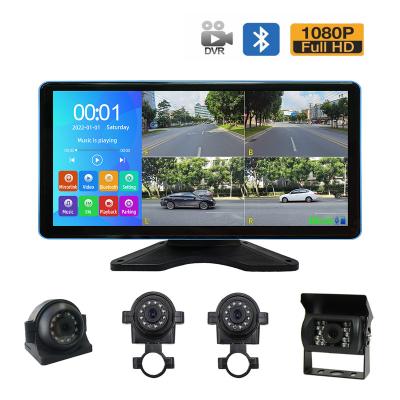 China 1080P 10.36 Inch 1080P AHD IPS Touch Screen Front Side Rear View Camera System Vehicle 4 Channels Show Support SD Card Recording for sale