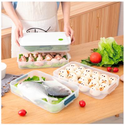 China Stackable Clear Plastic Freshness Keeping Fridge Freezer Organizer Container Fridge Storage Box Trash Bins Set for sale