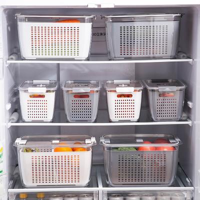 China Freshness Preservation Home Fridge Organizer Bin Kitchen Drain Basket Double Layer Vegetable Fridge Organizer for sale