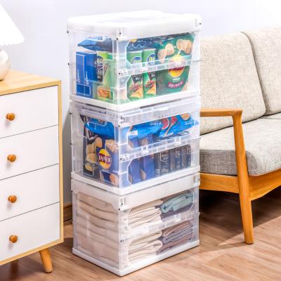 China Home Space Stackable Transparent Foldable Plastic Clothes Storage Box Viable Storage Box With Lid for sale