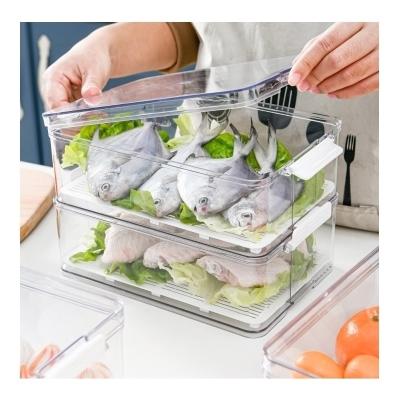 China Freshness Keeping Refrigerator Freezer Fresh Meat Organizer Container Fridge Storage Box Bins with Handles for sale