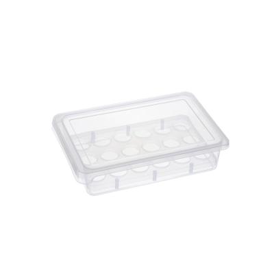 China Transparent 18 Grid Refrigerator Kitchen Egg Storage Box Viable Plastic Stackable Egg Storage Box With Lid for sale