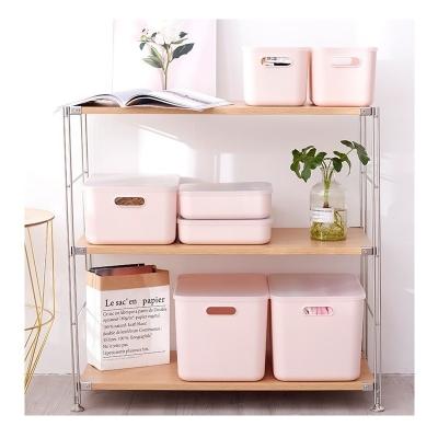 China Sustainable Portable Household Items Storage Box Plastic White Pink Plastic Container for sale