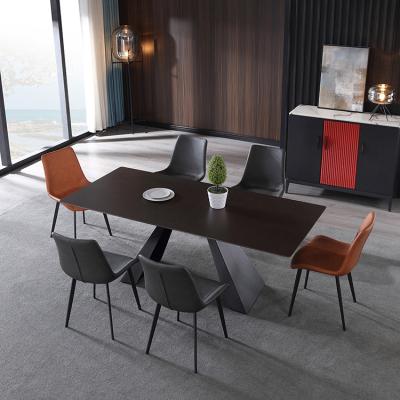 China Wholesale Modern Professional Manufacturer Good Quality Style 6 Seat Marble Black Modern Dining Table for sale