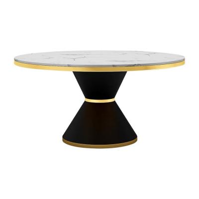 China Modern Hot Sale Black White Color Dining Large Table Round Luxury Marble Dining Tables for sale