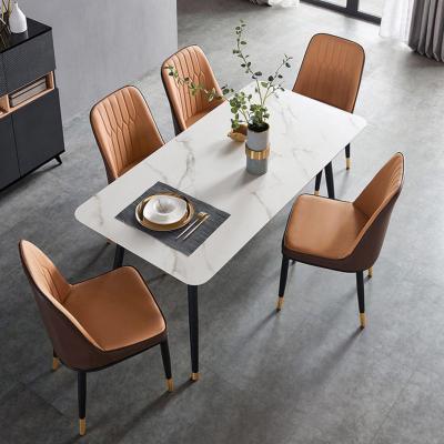 China Nordic Wholesale Comfortable Dining Chair Furniture Cheap Indoor Home Room Leather Upholstered Dining Chair Modern for sale