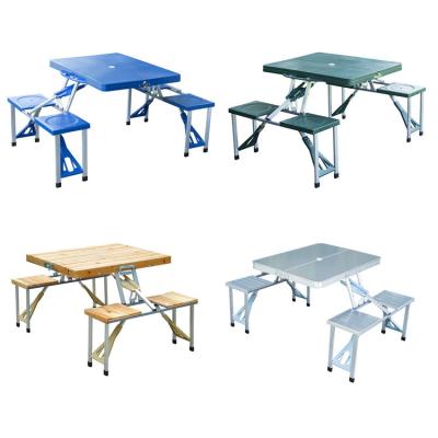 China Factory competitive price foldable 4 seater plastic wooden camping folding picnic table and chairs for events for sale