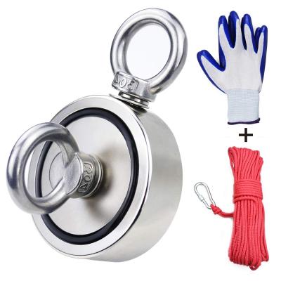 China Industrial Touring Magnet D94mm Neodymium Magnet Super Strong Fishing Kit Fishing Magnet Kit with Threaded Eye and Hook for sale