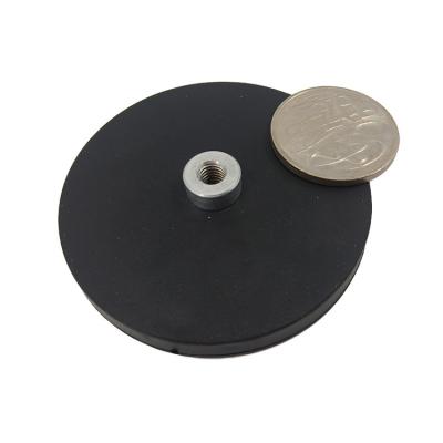 China Industrial Magnet N35 N52 D88mm Neodymium Rubber Coated Magnetic Holder for sale