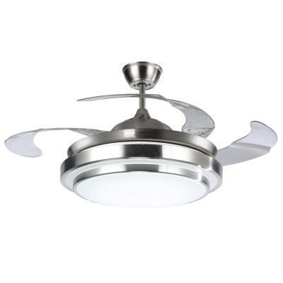 China Blades LED modern 52 inch retractable ceiling lamp fan for guest room bedroom living room led modern ceiling fan for sale