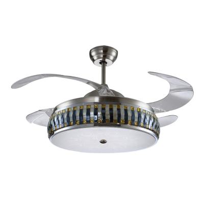 China Blades LED modern 42 inch retractable ceiling lamp fan for guest room bedroom living room led modern ceiling fan for sale