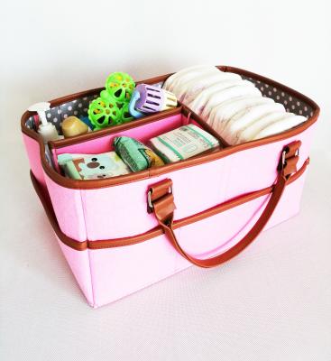 China 100% Eco-friendly Waterproof Travel Portable Babies Wipe Organizer Felt Diaper Storage Basket Caddy Bag for sale