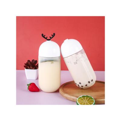 China Food Grade China Factory Seller Bottles Cap Shaped Capsule Shaped Water Bottle Milk Tea U Shaped Bottle for sale