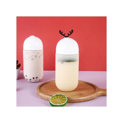 China Food Grade 500ml PET u Capsule Shaped Plastic Bottle Milk Tea Bottle for sale