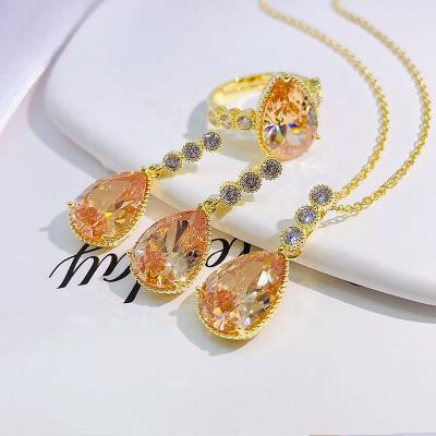 China CLASSIC Custom Jewelry Set Fashion 14K Gold Cute Ring Pendant Earring Jewelry Necklace for sale