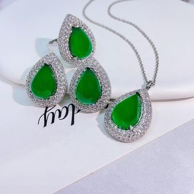 China CLASSIC Pendant Earring Ring Jewelry Set European and American best-selling Zircon water fashion necklace drop for sale