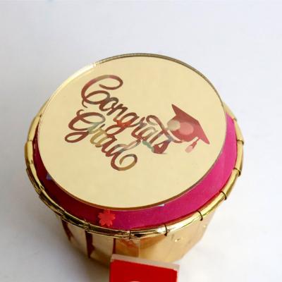 China Cake Decorating Customized Mirror Around Acrylic Congratulations Disc Cake Toppers For Cake Decorating for sale