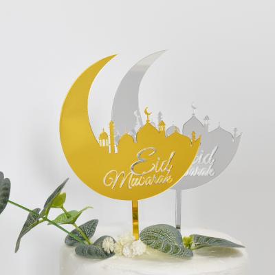 China Decoration Eid Mubarak Acrylic Cake Topper For Happy Islamic Ramadan Party Cake Decoration for sale