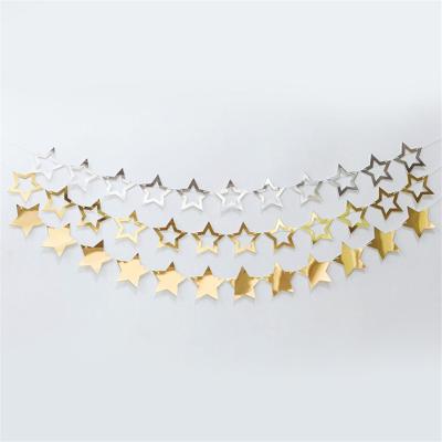 China Aluminum Foil Gold Star Hanging Banner For Decoration Silver Rose Gold Color for sale