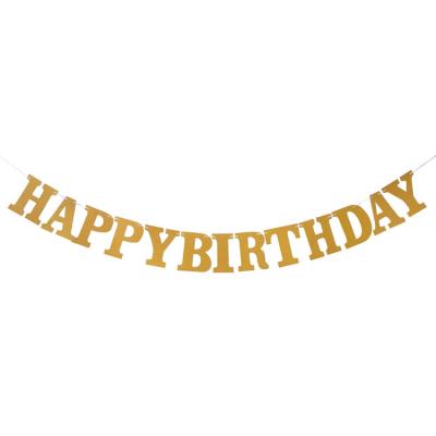 China Glitter Happy Birthday Hanging Paper Banner For Party Decoration Flag for sale