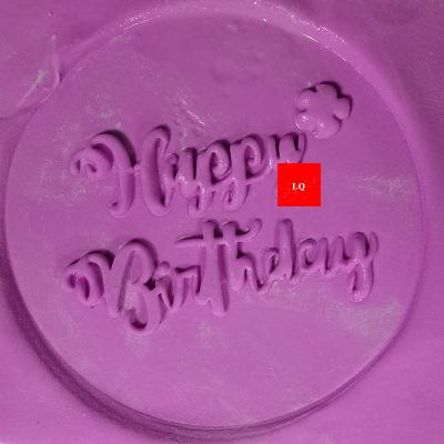 China Kitchen Restaurant Bakery Happy Birthday Stamper Acrylic Stamp Cake Tool For Cookie Cutter Mold for sale