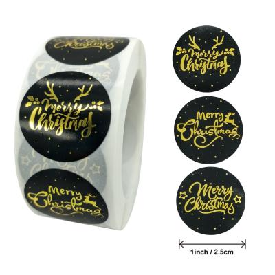 China Waterproof Gold Foil Christmas Theme Gift Label Sticke For Reward Sticker Label Sticker for sale