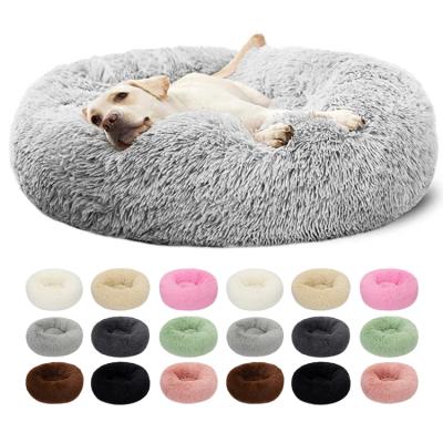 China Factory Wholesale Travel Pet Beds Customized Eco-Friendly Soothing Fluffy Donut Largest Dog Shape Orthopedic Washable Luxury Dog Sofa Bed à venda