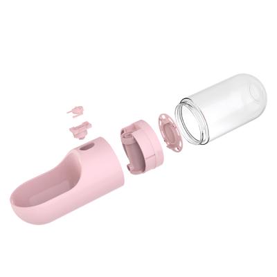 China Portable Automatic Personalized Dog Travel Automatic Water Bottles Pink Pet Bowl Outdoor for sale