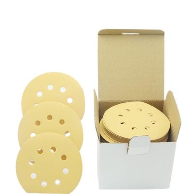 China Supplier wholesale yellow gold polishing sanding discs for metal/wood/furniture/putty etc. China 5inch 8holes for polishing metal for sale