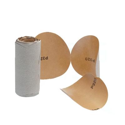 China metal/wood/furniture/polish filler etc. Dry Self Adhesive 5Inch (125 mm) No Hole Gold Sandpaper Disc Roll For Polishing for sale