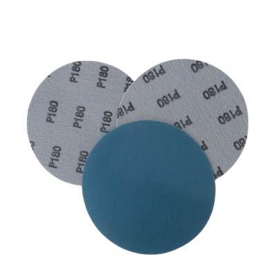 China Reduces edge tear-out for 6 inch hook and loop disc use XWK extended high quality blue round sanding film PET sandpapers for sale