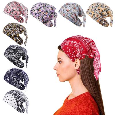 China Designs Europe and America Popular Women Fashion Printed Turban Simple Elastic Turban Hijab Women Hat for sale