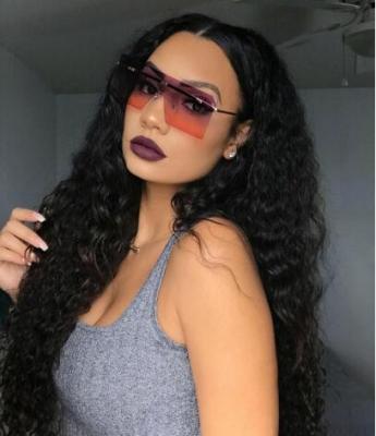 China 2021 Vintage Retro Women Sunglasses Brown Rimless Designer Sunglasses Oversized Arrival Eco-friendly Newly for sale