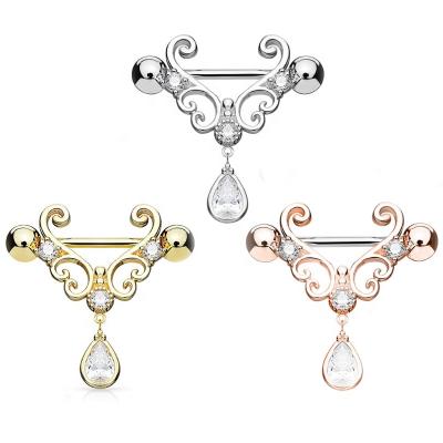 China Designs Europe and America hot selling piercing jewelry water drop pendant jewelry for nipple for sale