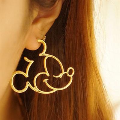 China Fashion Gold Alloy Metal Mickey Mouse Stud Earring For Women Cute Korean Cute Cartoon Animal Earrings for sale