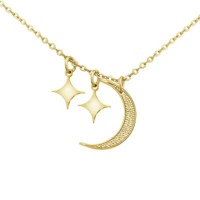 China Designs Women Fashion Jewelry Necklace Simple Star Moon Choker Pendant Stainless Steel Initial Jewelry Necklace for sale