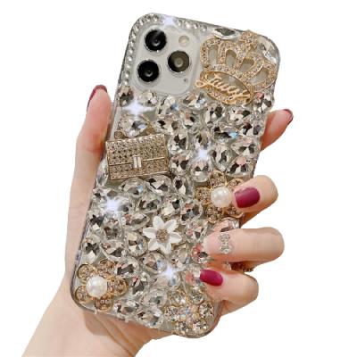 China Luxury Anti-fall Glitter Fashion Phone Case Full Rhinestone Bling Phone Case For iphone 12 for sale