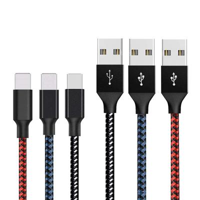 China Speed ​​Triangle Mobile Phone Fast Charging Charging Cable Braided Wire Telephone Nylon Weaving Cable For Lighting for sale