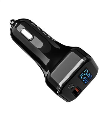 China Newest High End Mobile Phone QC3.0+5A Car Charger With Led Display Type C USB Car Charger for sale