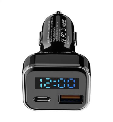 China 2020 Hot Mobile Phone Car Charger Qc3.0 Smart Products Type C Fast Charging Car Charger With Led Display for sale