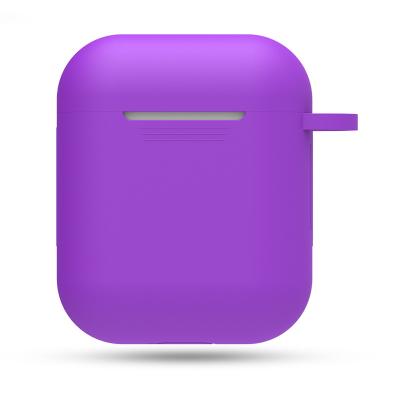 China Smoothly Open and Close Silicone Cover with Protective Hook Drop Earphone Case for AirPods 1 and 2 Violet Color for sale