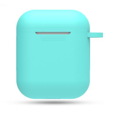 China Smoothly Open and Close Silicone Cover with Protective Hook Drop Earphone Case for AirPods 1 and 2 Teal Color for sale