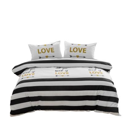 China MOHAP Disposable Bedding Cover 3PCS Set Gold Stamping Love Heart Print Microfiber Duvet Cover Set for sale