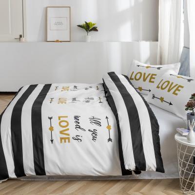 China MOHAP Disposable Bedding Blanket Set Zebra Stripes Printing Microfiber Duvet Cover Set for sale