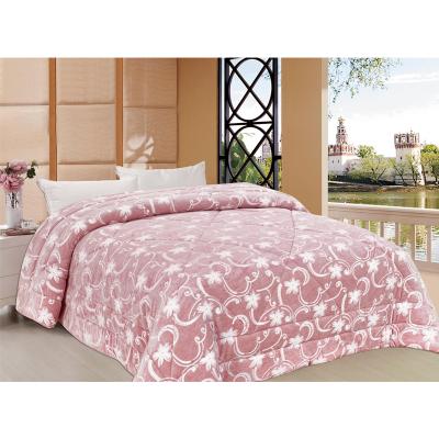 China Home Soft Burnout Printed Flannel and Sherpa with Polyester Wadding Filler Winter Comforter Thick Bedspread Comforter for sale