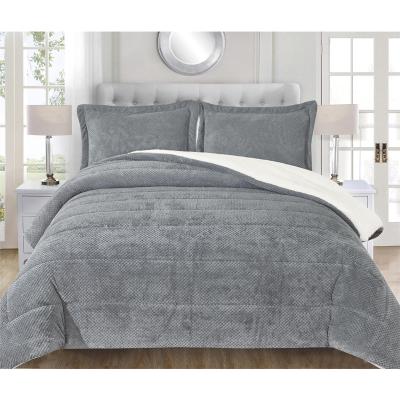 China Factory Price MOHAP Comforter Thick 100% Polyester Home Comforter With Solid Sherpa Backside Gray Color Pineapple Comforter for sale