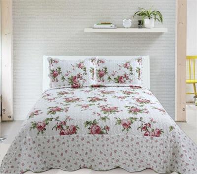 China MOHAP Home Fashion Pink ROSA Pattern Printed Microfiber Quilt Bedspread for sale