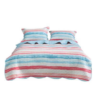 China MOHAP Home Hot Sale Blue and Red Stripe Printed Microfiber Comforter for sale