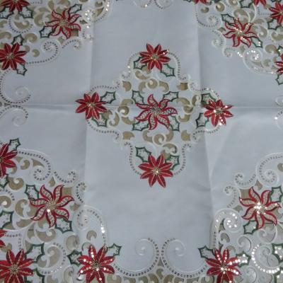 China MOHAP Shinny Modern Christmas The Bright Drill Embroidery With Cutwork Tablecloth for sale